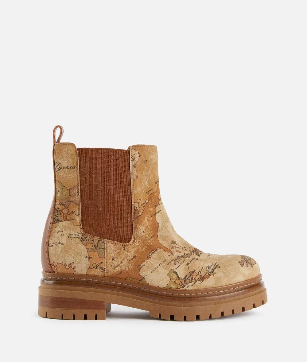 Alviero martini 1a classe Stivaletti beatles in tessuto nabuk stampa Geo Classic