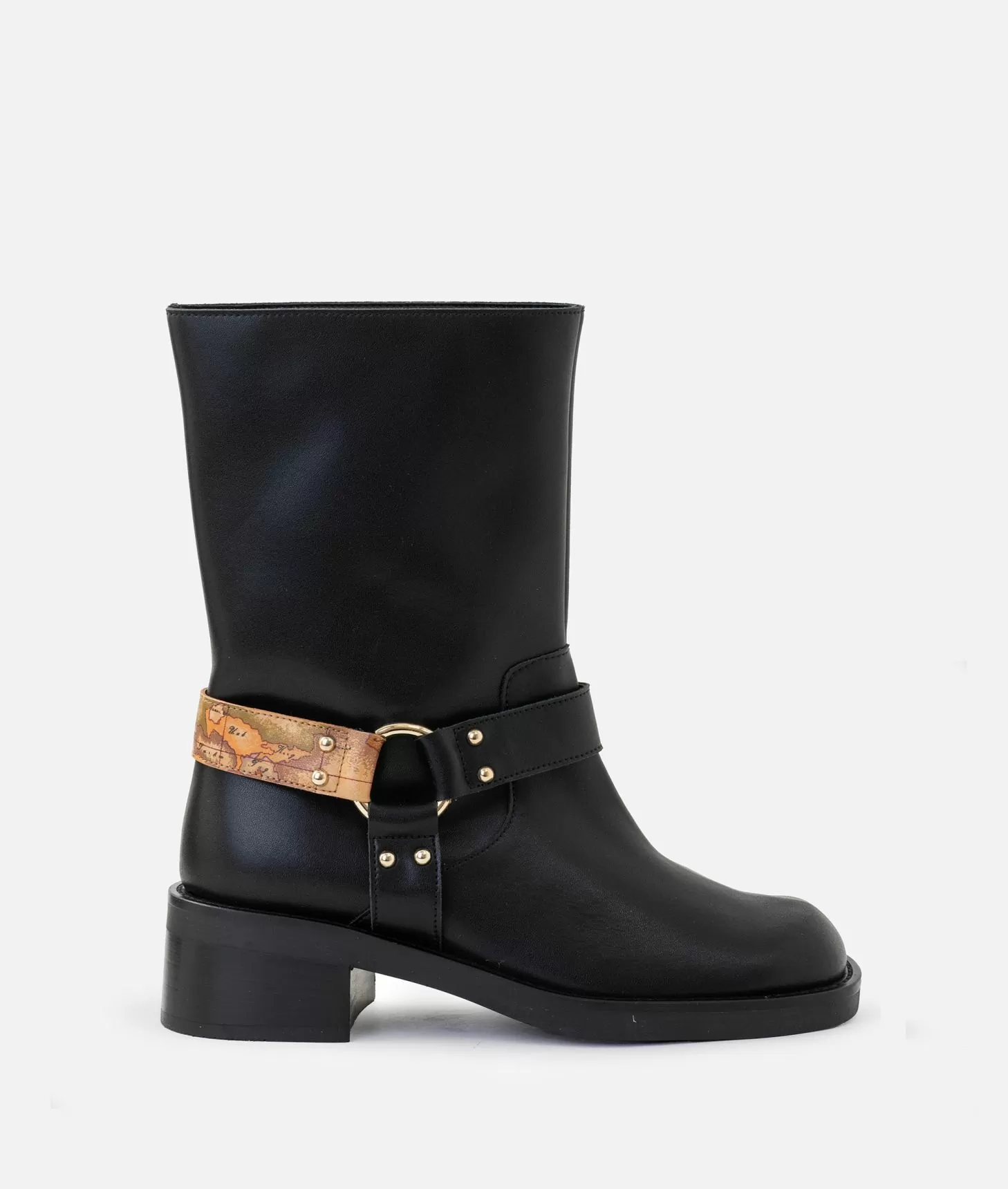 Alviero martini 1a classe Stivaletti biker in pelle liscia con dettaglio Geo Classic Neri