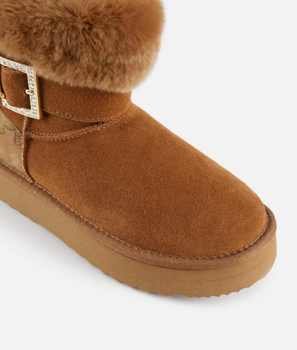 Alviero Martini 1a Classe Stivaletti Imbottiti In Pelle Scamosciata Con Bordo Lapin Naturali