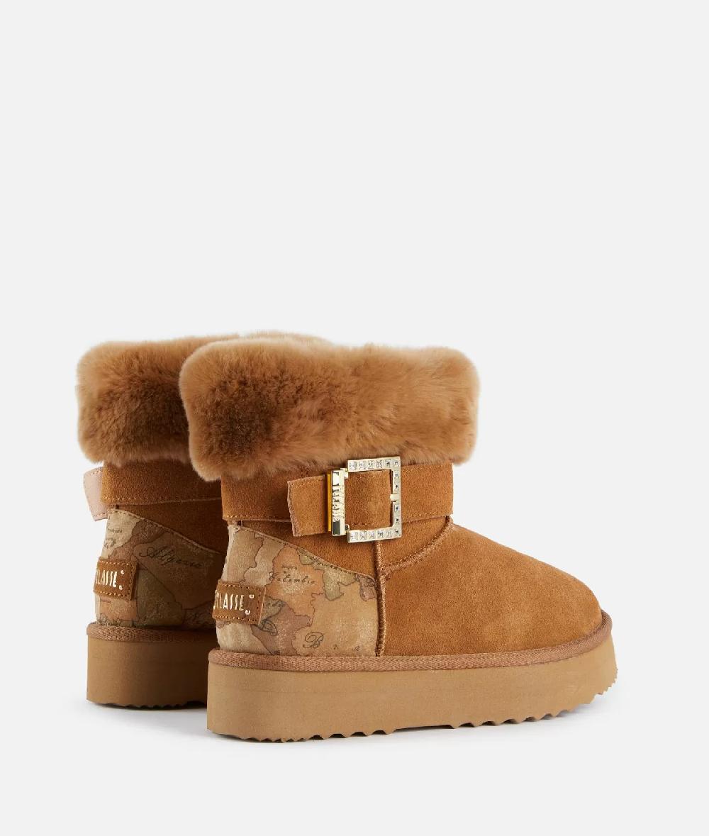 Alviero Martini 1a Classe Stivaletti Imbottiti In Pelle Scamosciata Con Bordo Lapin Naturali