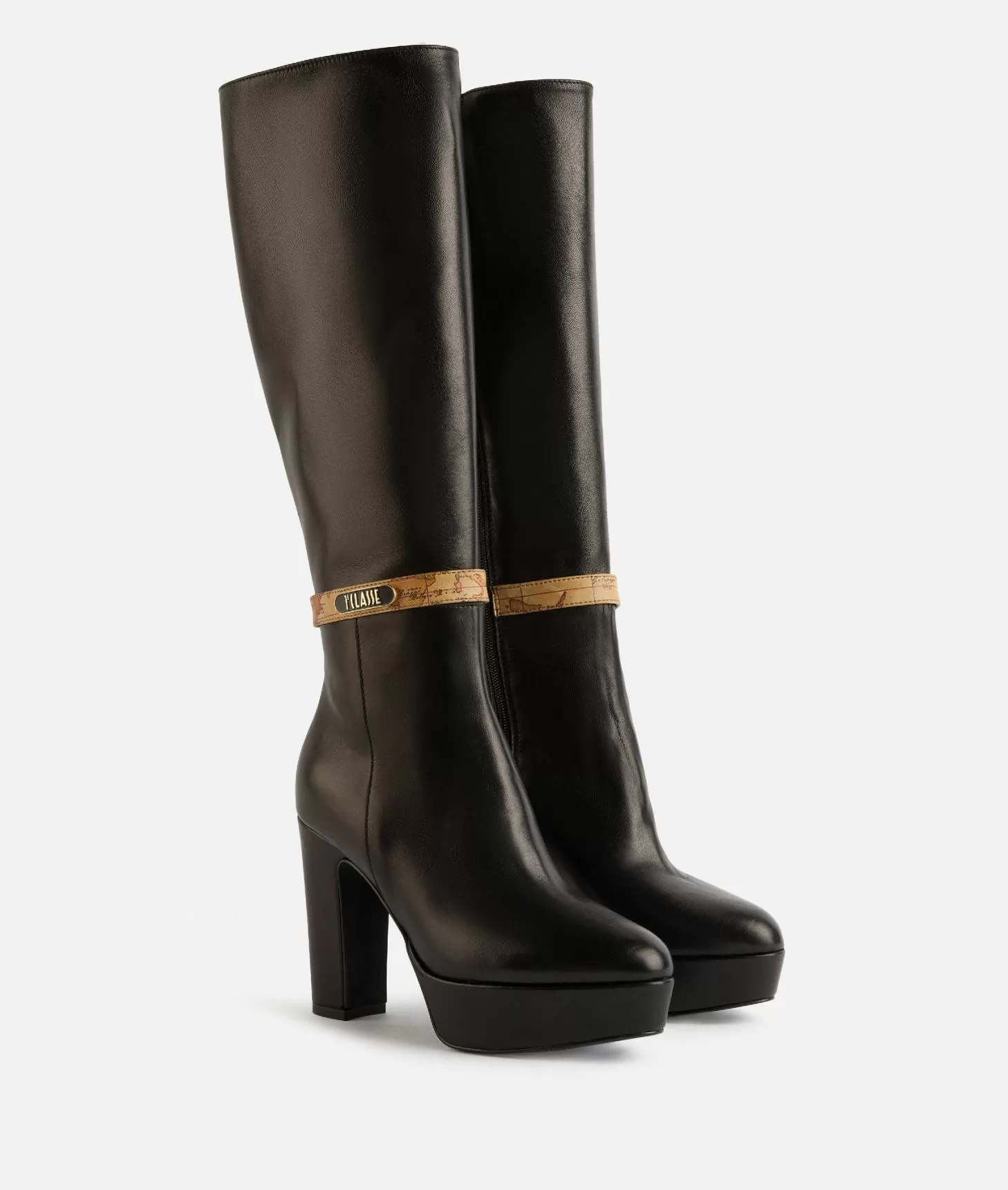 Alviero Martini 1a Classe Stivali In Nappa Liscia Con Tacco E Placchetta 1ᴬ Classe Neri