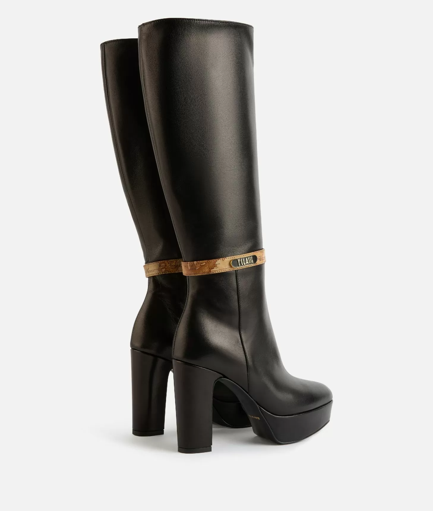 Alviero Martini 1a Classe Stivali In Nappa Liscia Con Tacco E Placchetta 1ᴬ Classe Neri