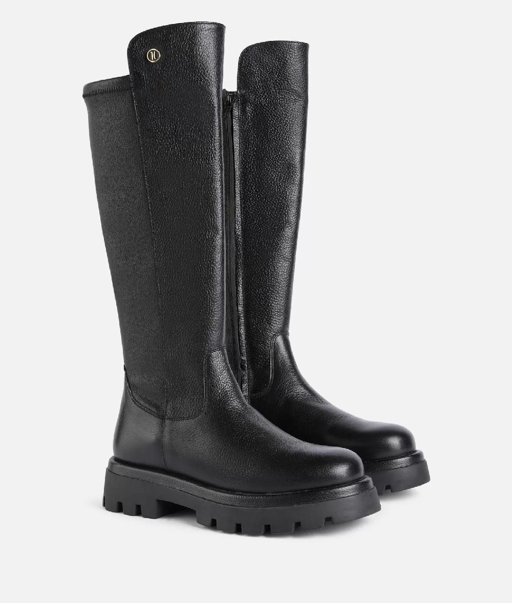 Alviero Martini 1a Classe Stivali In Pelle Granata Con Bottoncino 1C Neri