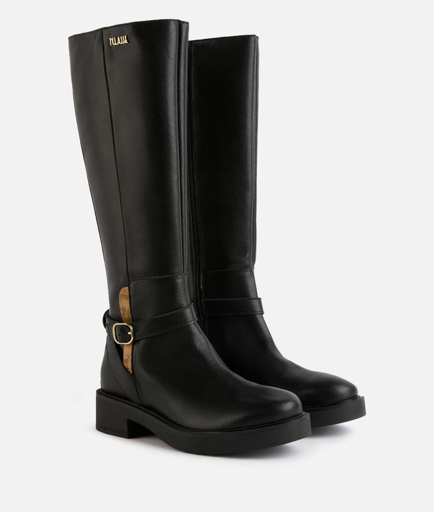 Alviero Martini 1a Classe Stivali In Pelle Liscia Con Cinturino Neri