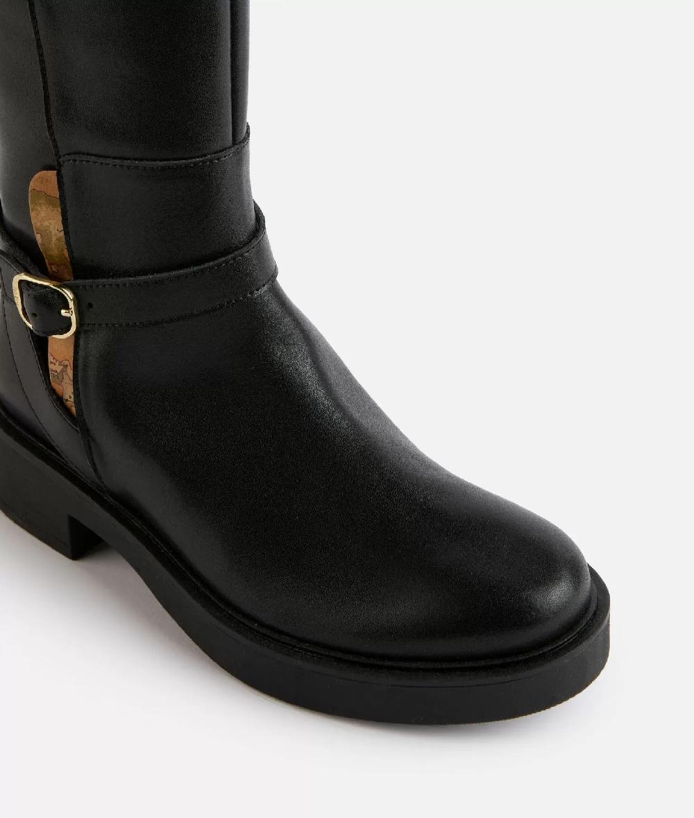 Alviero Martini 1a Classe Stivali In Pelle Liscia Con Cinturino Neri