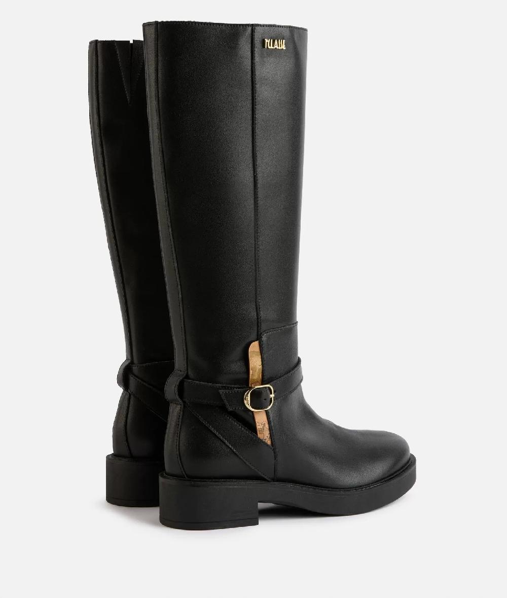 Alviero Martini 1a Classe Stivali In Pelle Liscia Con Cinturino Neri