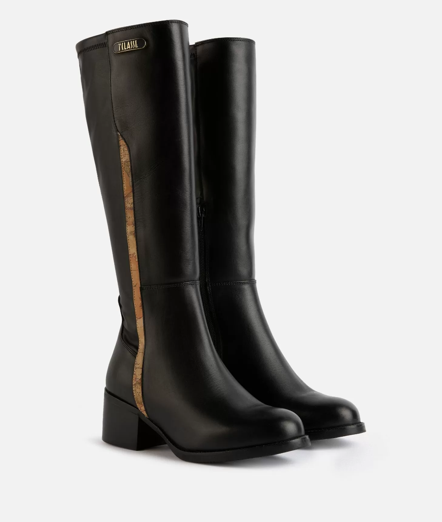 Alviero Martini 1a Classe Stivali In Pelle Liscia Con Placchetta Logata 1ᴬ Classe Neri