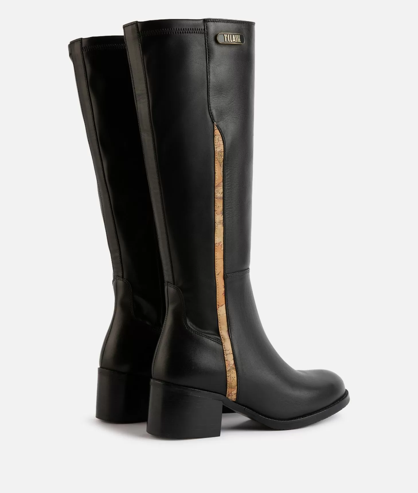 Alviero Martini 1a Classe Stivali In Pelle Liscia Con Placchetta Logata 1ᴬ Classe Neri