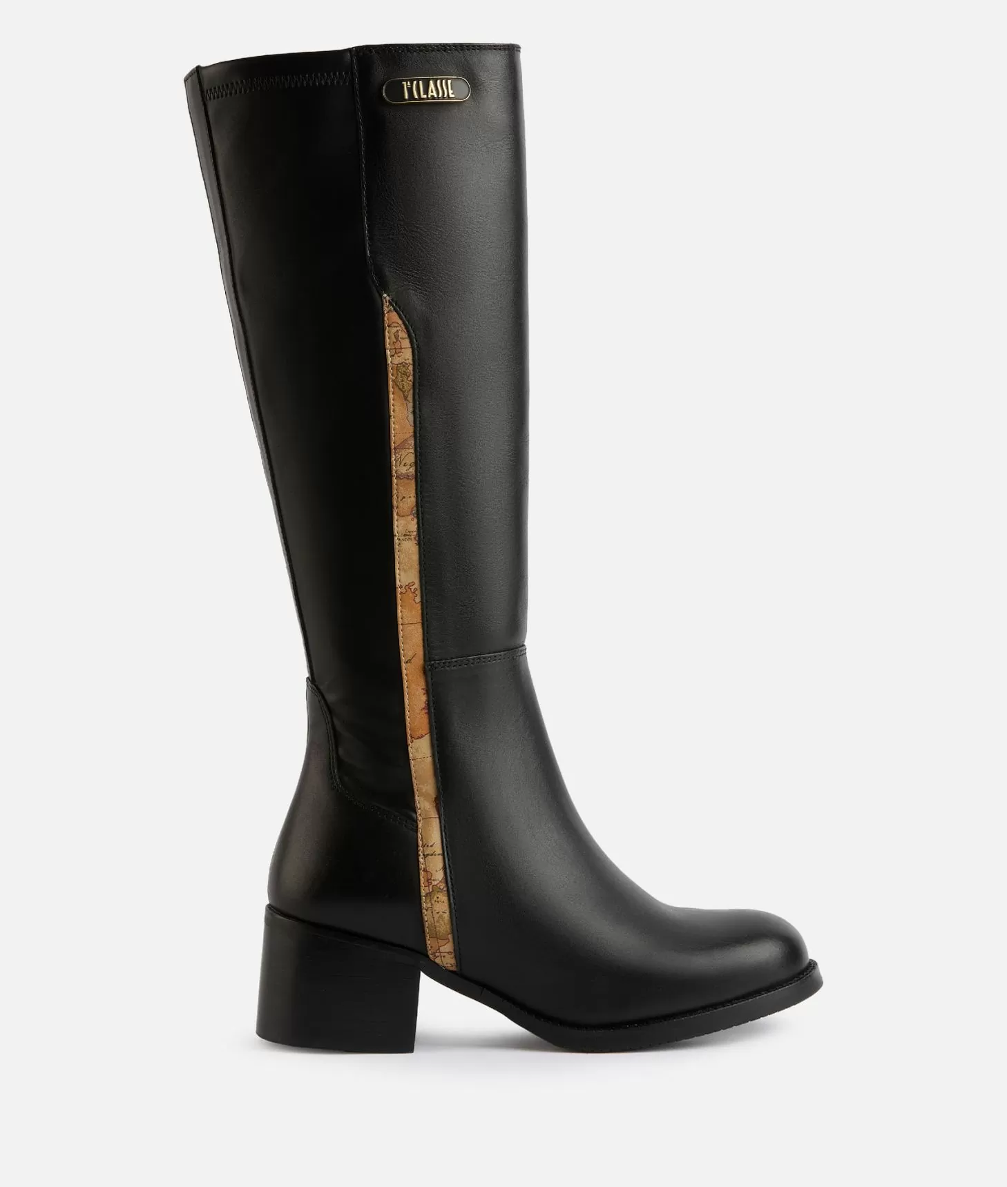 Alviero martini 1a classe Stivali in pelle liscia con placchetta logata 1ᴬ Classe Neri