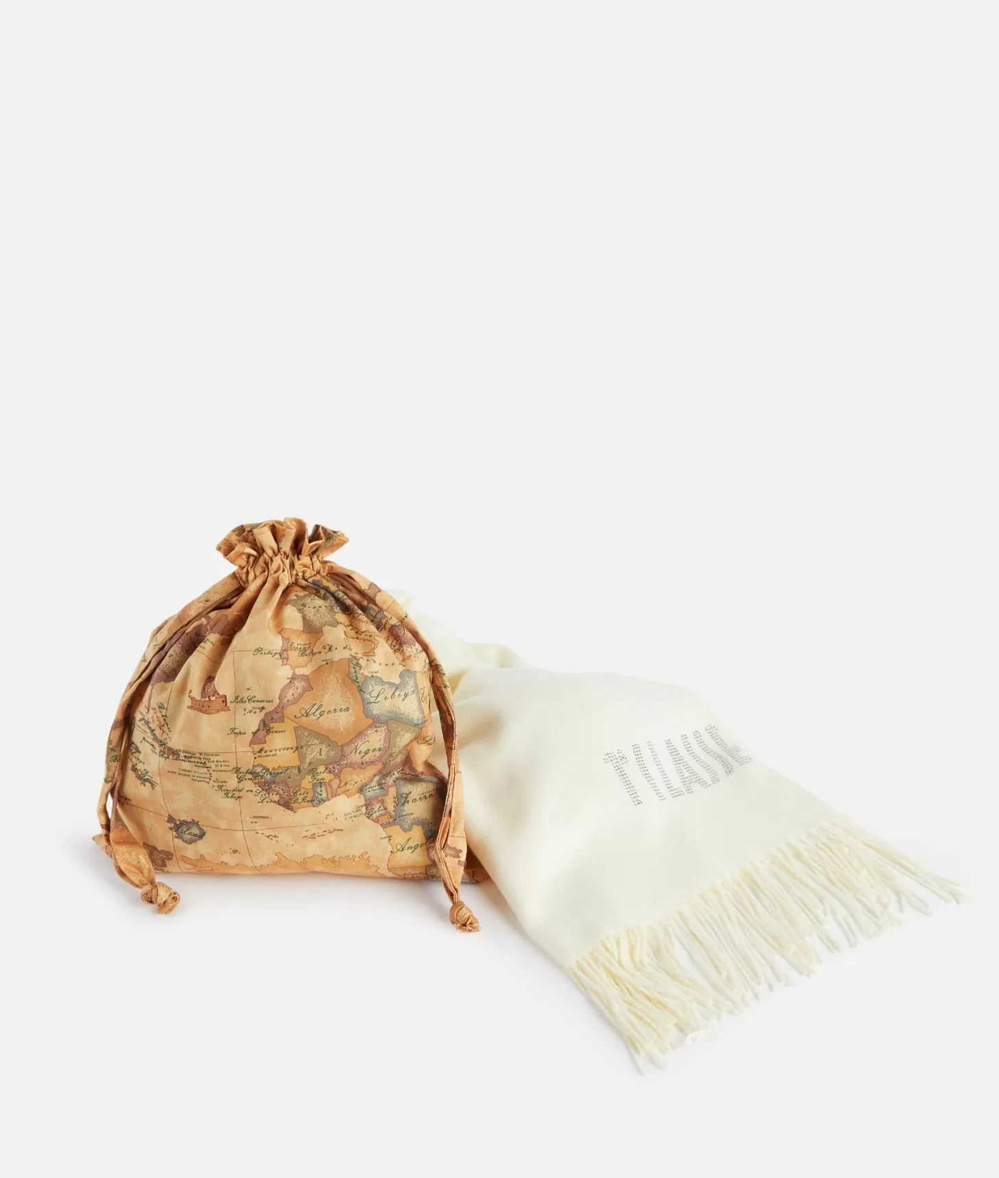 Alviero Martini 1a Classe Stola Con Logo In Strass 72x175 Bianco Latte