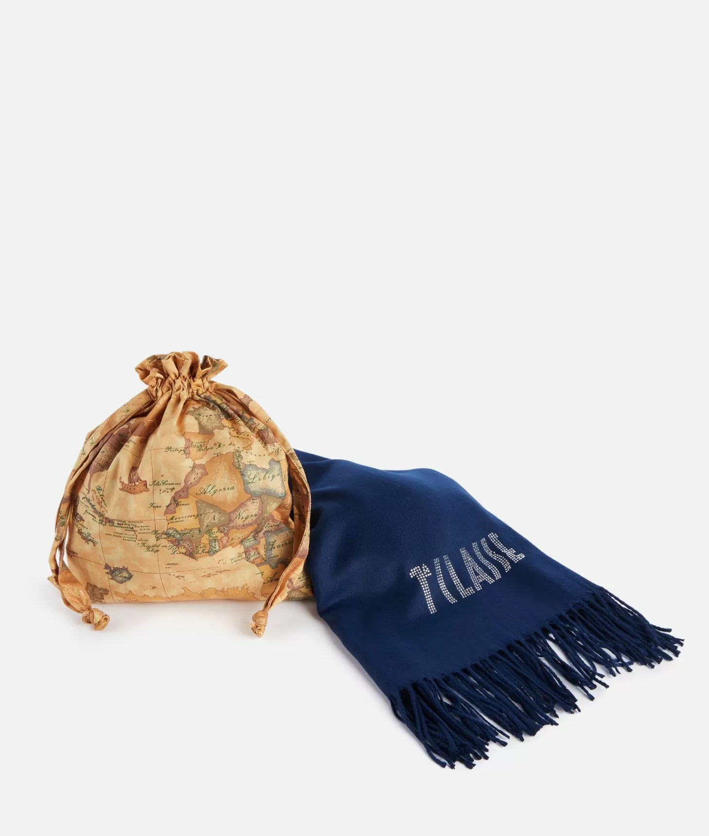 Alviero Martini 1a Classe Stola Con Logo In Strass 72x175 Blu Navy