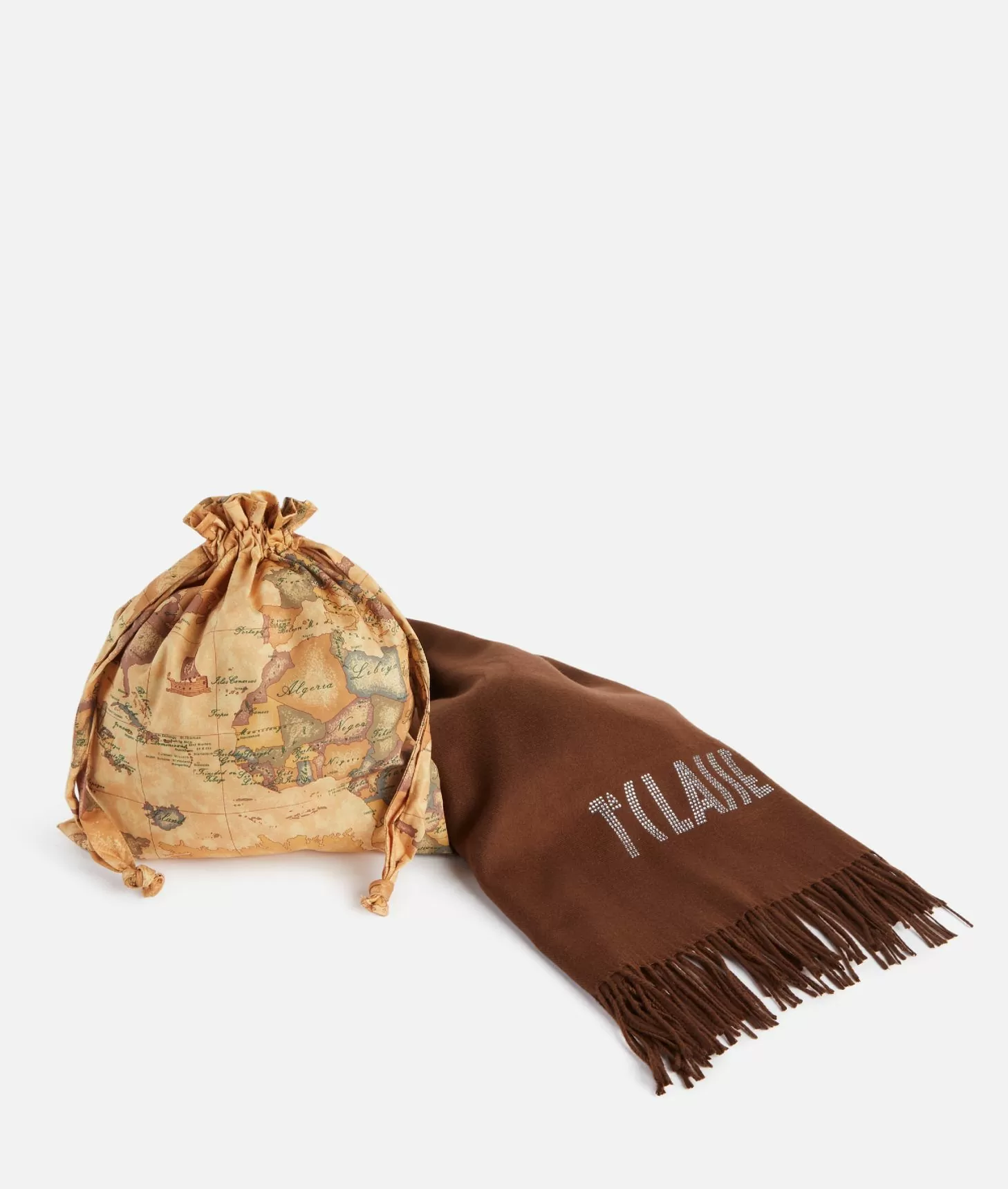 Alviero Martini 1a Classe Stola Con Logo In Strass 72x175 Cioccolato