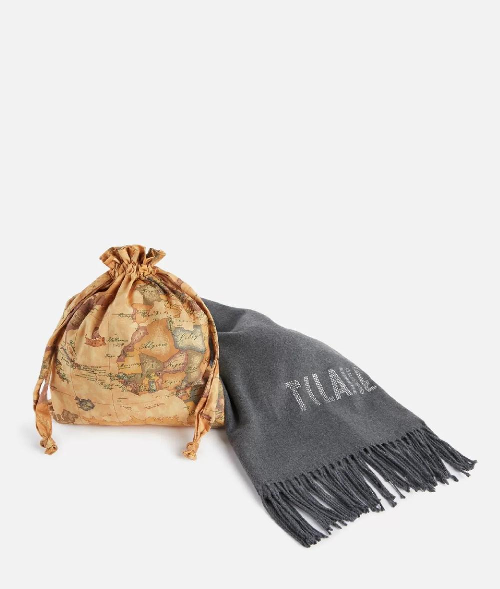 Alviero Martini 1a Classe Stola Con Logo In Strass 72x175 Grigio Medio