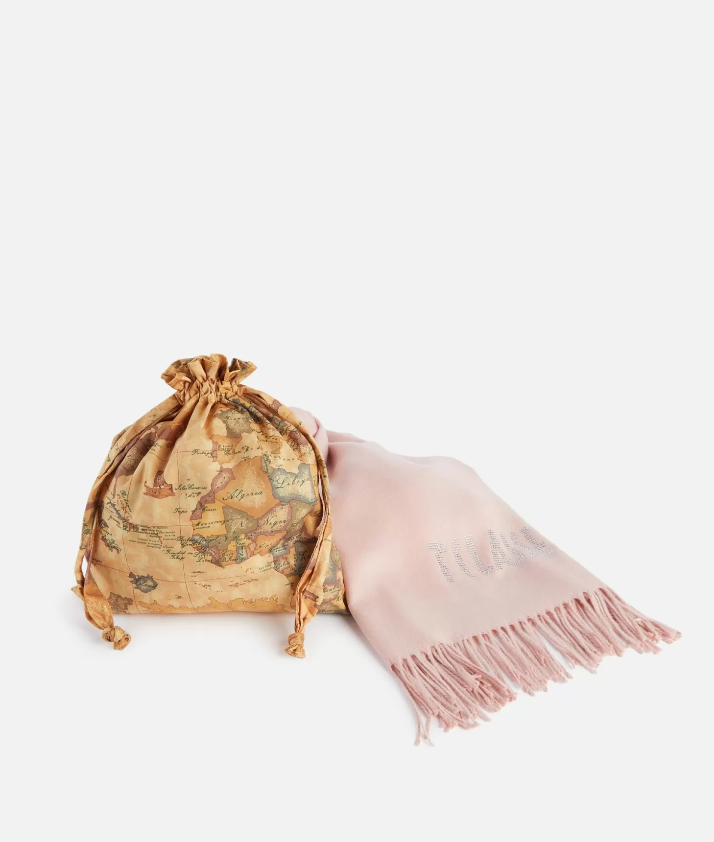 Alviero Martini 1a Classe Stola Con Logo In Strass 72x175 Rosa Cipria