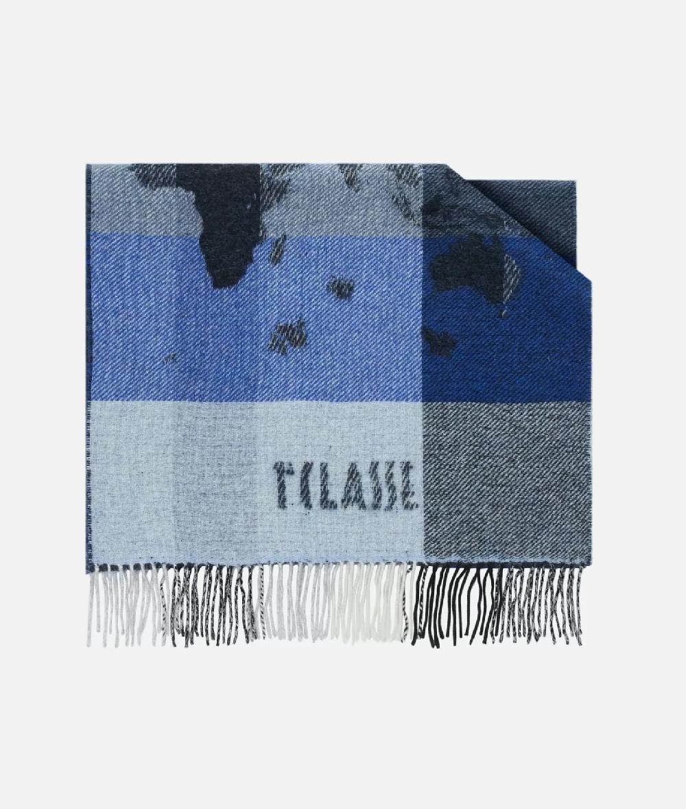 Alviero martini 1a classe Stola Geo Pieno in misto lana 50x180 Bluette