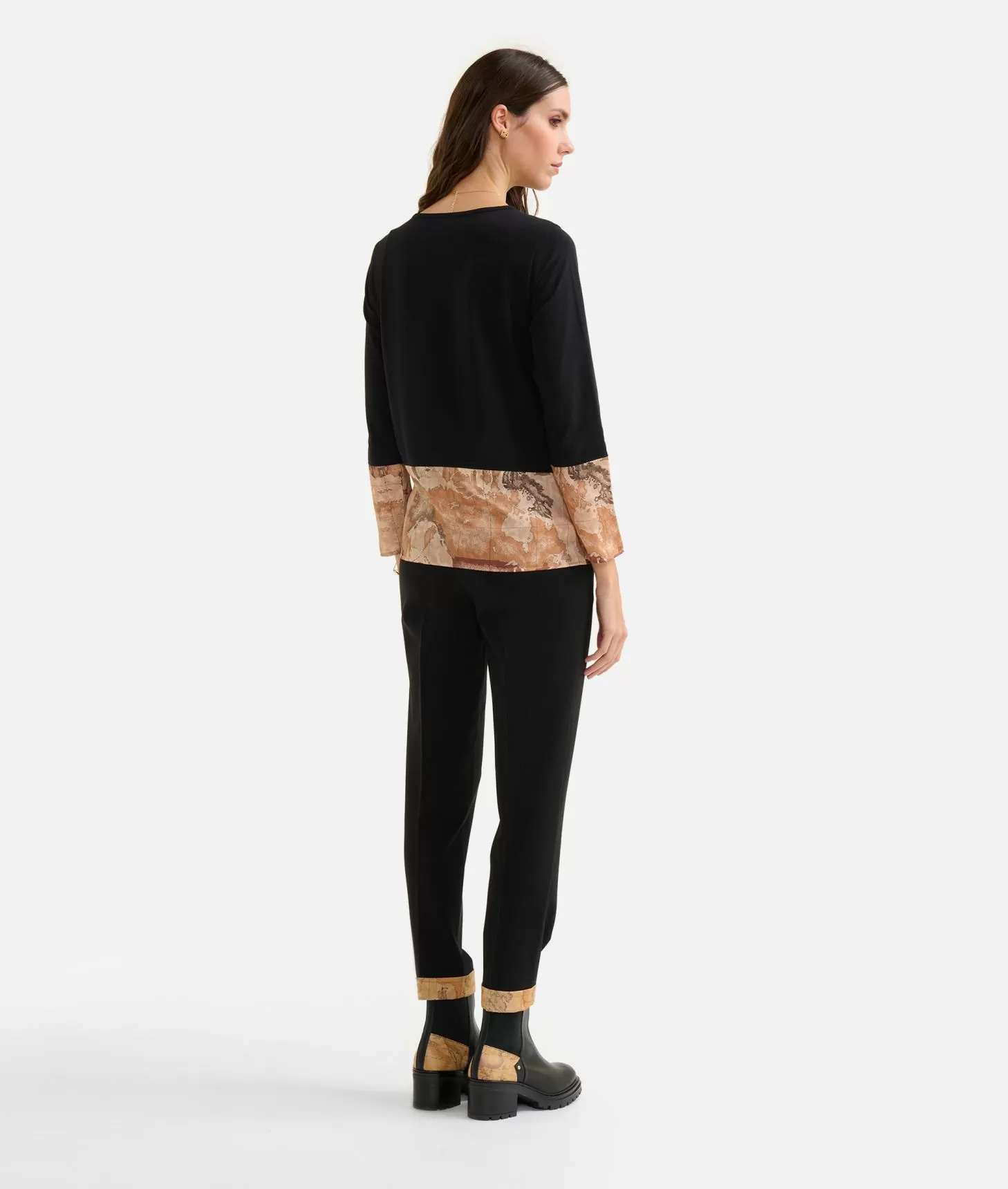 Alviero Martini 1a Classe T-shirt Bimaterica In Jersey Di Cotone Stretch Nera