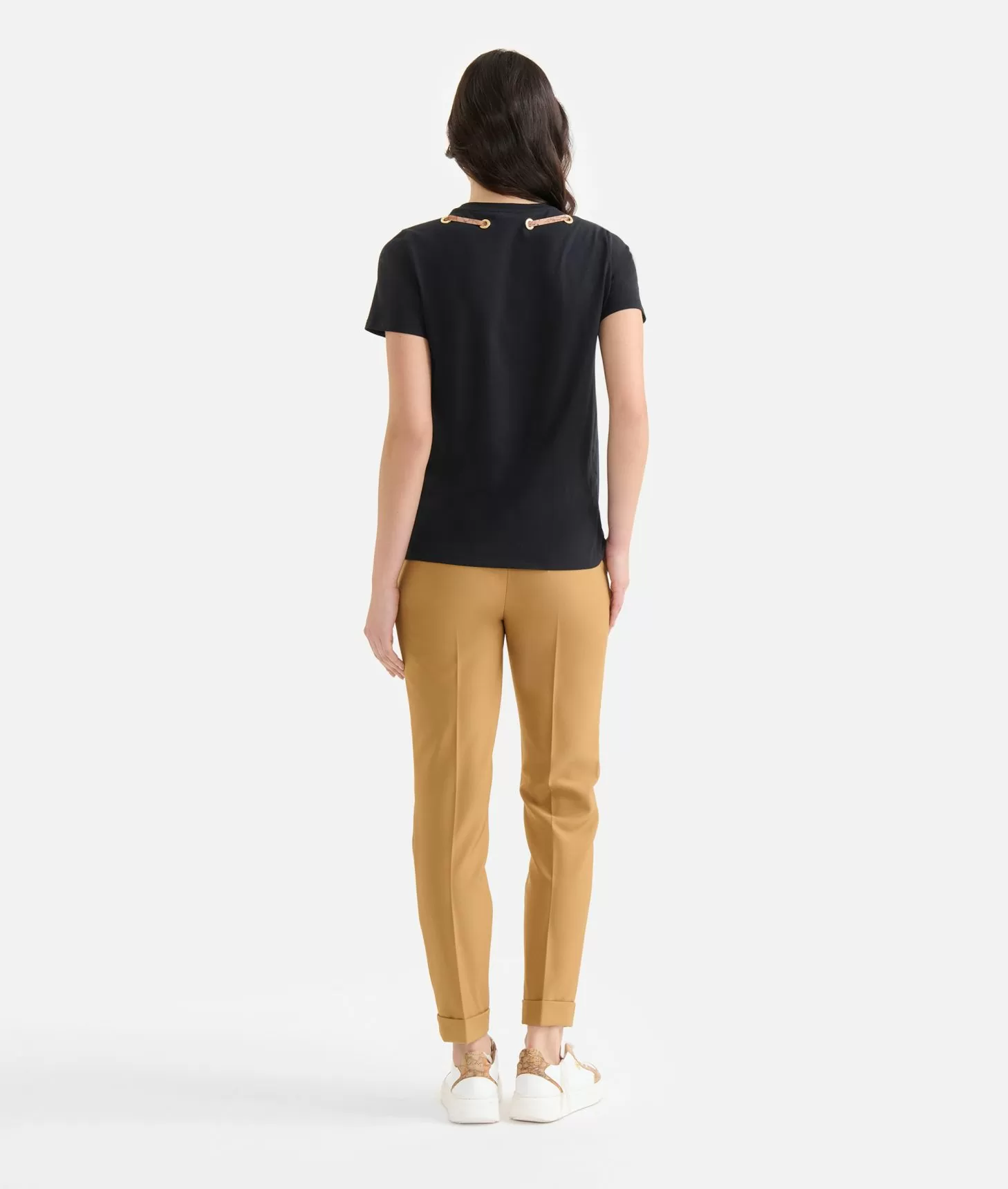 Alviero Martini 1a Classe T-shirt Con Charm Cuore In Jersey Di Cotone Stretch Nera