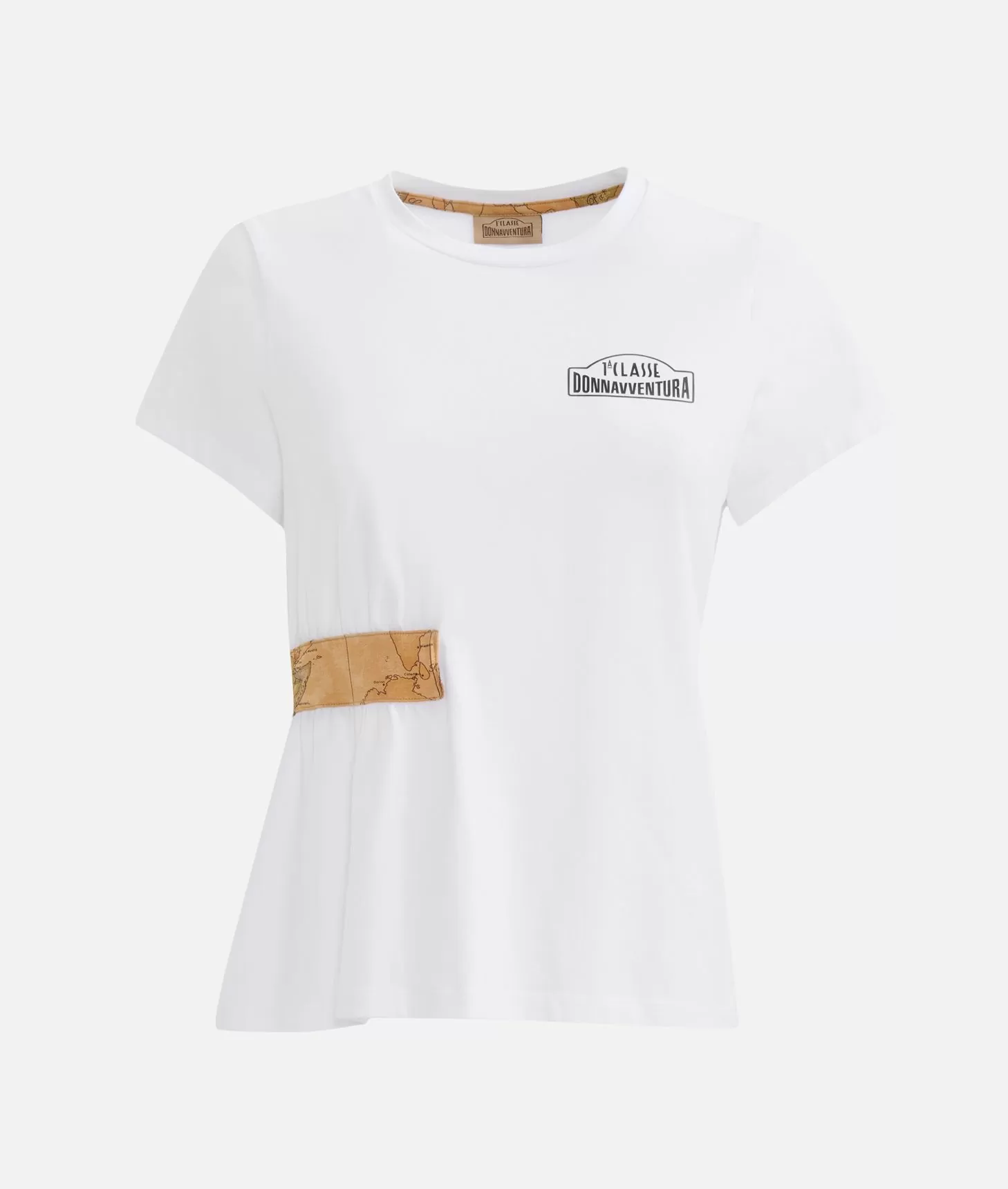 Alviero Martini 1a Classe T-shirt In Jersey Di Cotone Stretch Con Arriccio Bianca