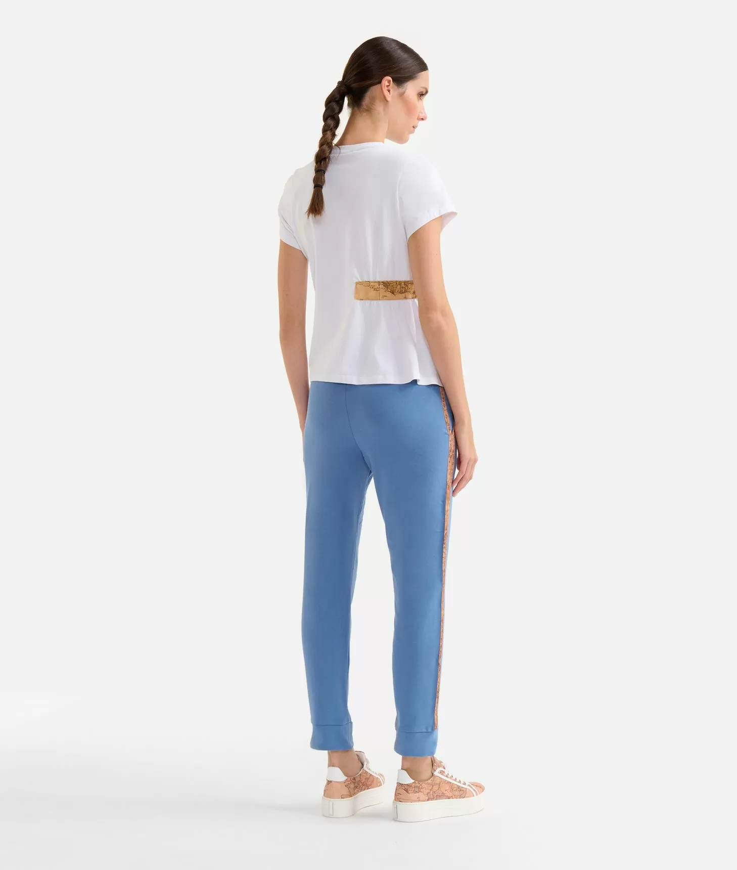 Alviero Martini 1a Classe T-shirt In Jersey Di Cotone Stretch Con Arriccio Bianca