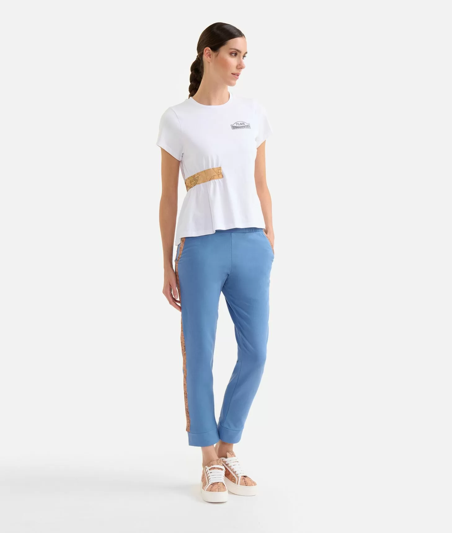 Alviero martini 1a classe T-shirt in jersey di cotone stretch con arriccio Bianca