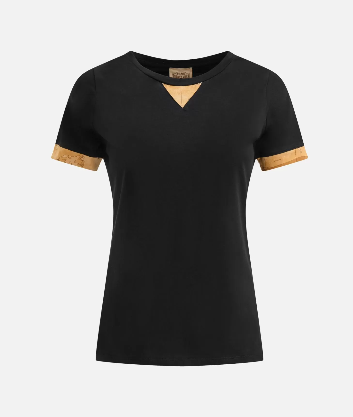 Alviero Martini 1a Classe T-shirt In Jersey Di Cotone Stretch Con Dettaglio Geo Classic Nera
