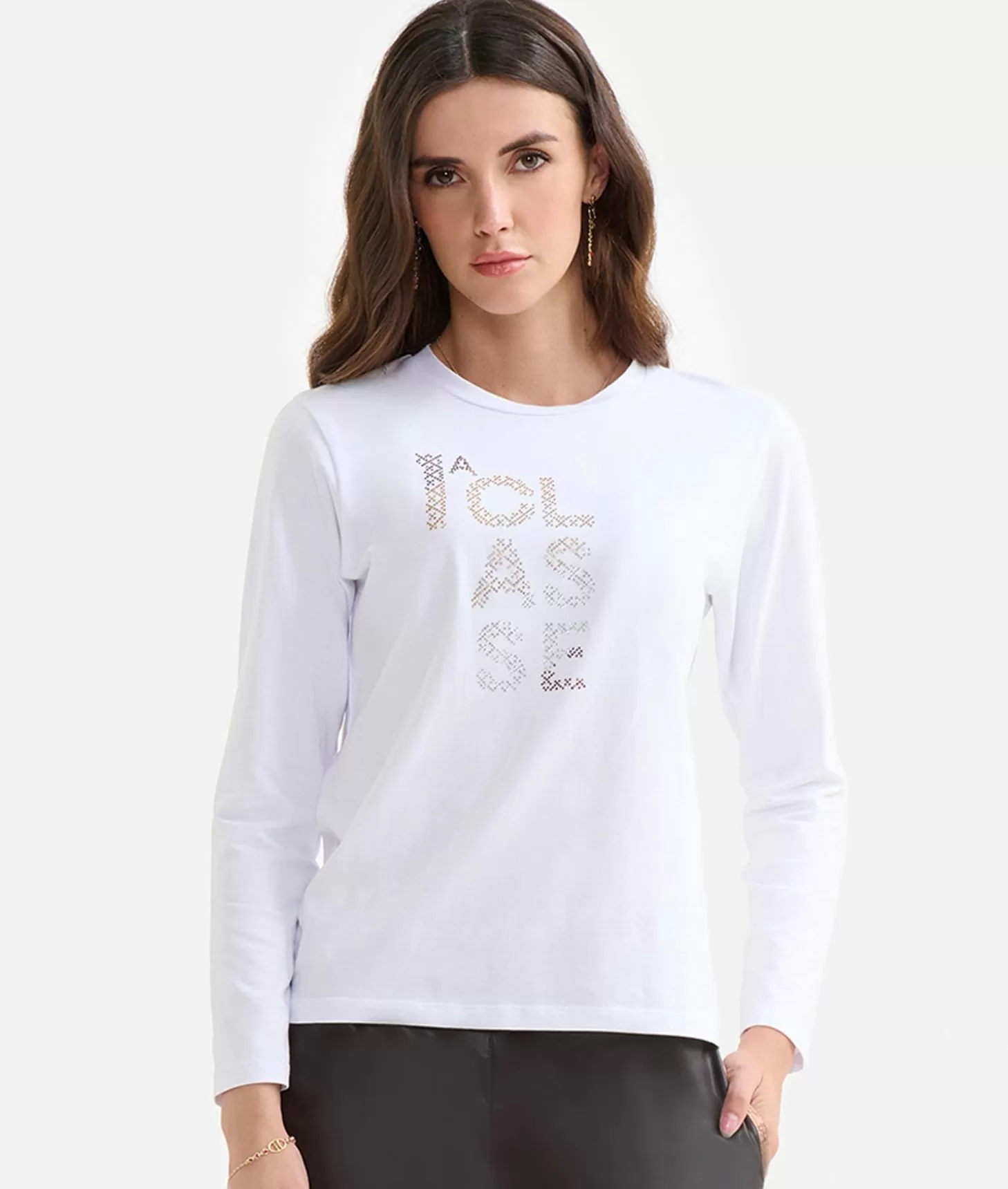 Alviero Martini 1a Classe T-shirt In Jersey Di Cotone Stretch Con Logo In Strass Bianca