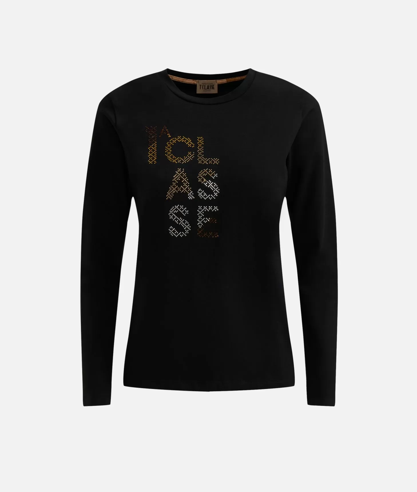 Alviero Martini 1a Classe T-shirt In Jersey Di Cotone Stretch Con Logo In Strass Nera