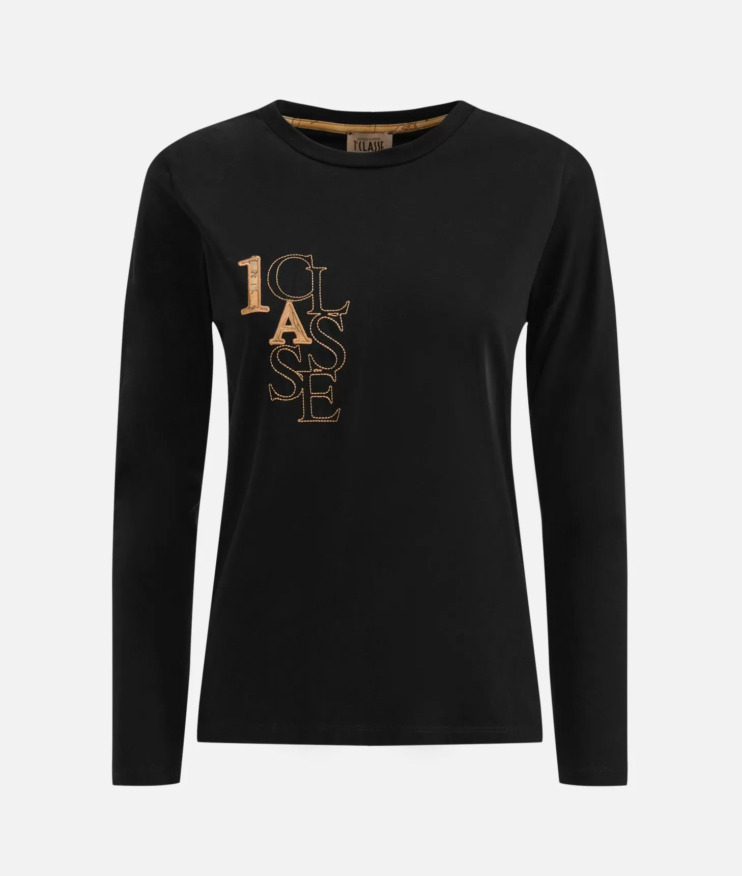 Alviero Martini 1a Classe T-shirt In Jersey Di Cotone Stretch Con Logo Ricamato Nera