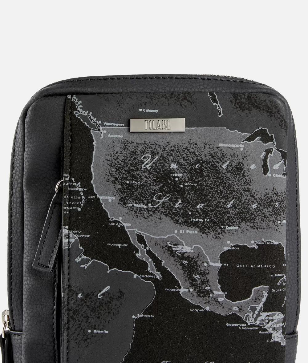 Alviero Martini 1a Classe Tracolla Reporter In Eco Pelle Granata Con Inserto Geo Night Nera