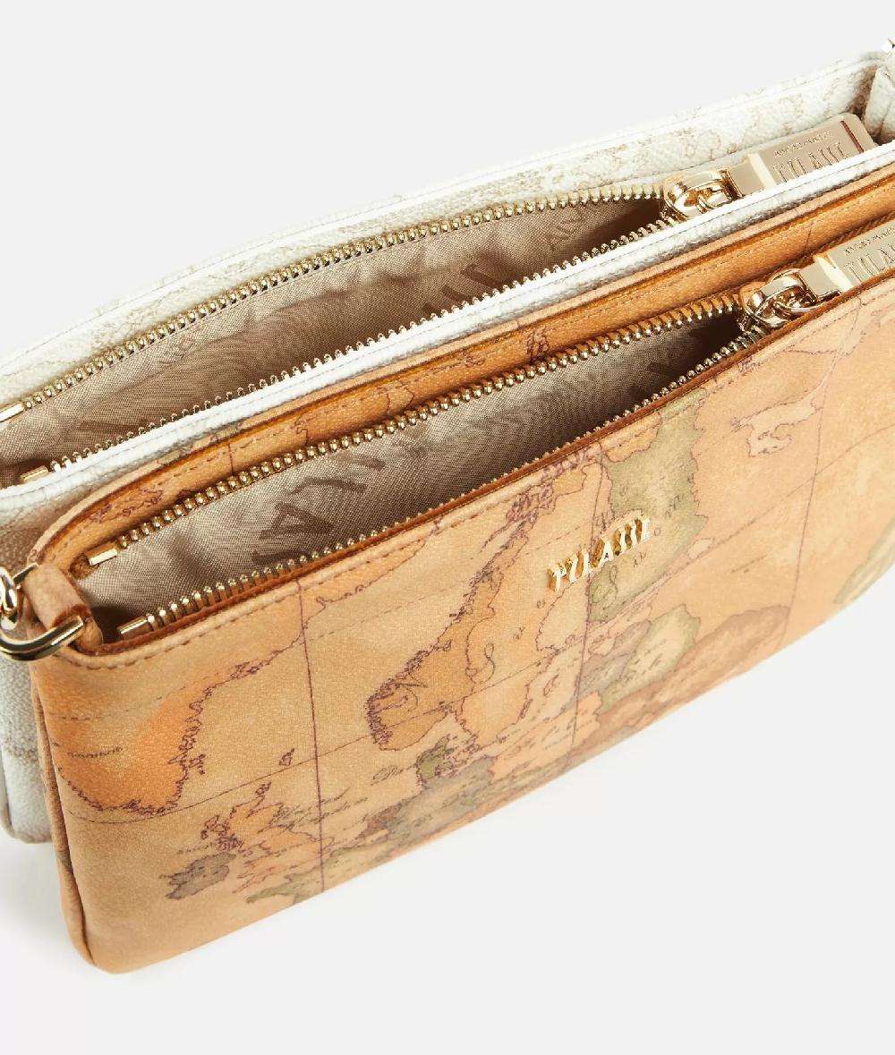 Alviero Martini 1a Classe Tracollina Doppia In Tessuto Stampa Geo Classic E Geo White