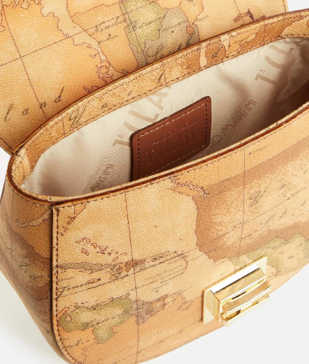 Alviero Martini 1a Classe Tracollina Tonda In Tessuto Stampa Geo Classic Naturale