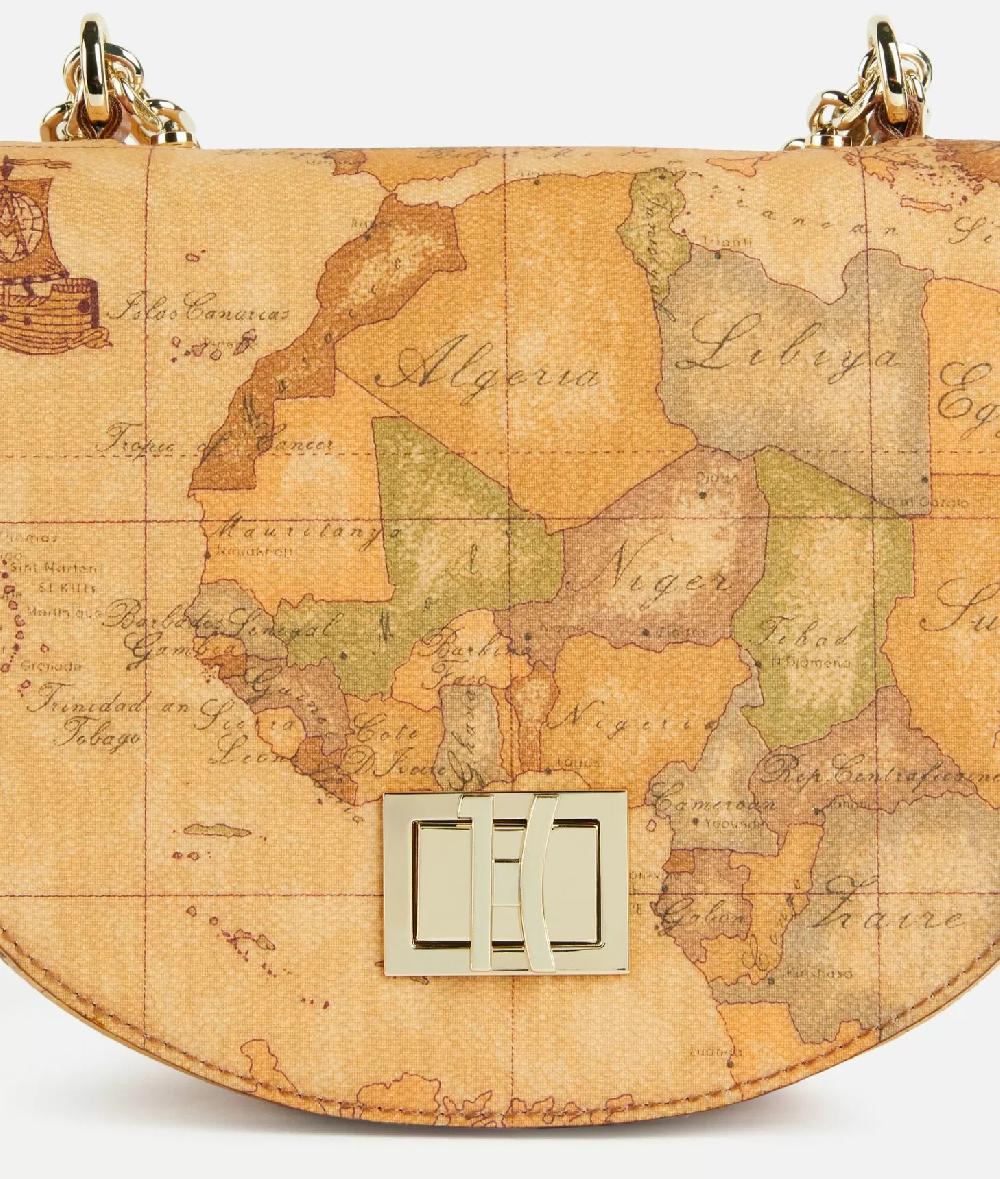 Alviero Martini 1a Classe Tracollina Tonda In Tessuto Stampa Geo Classic Naturale