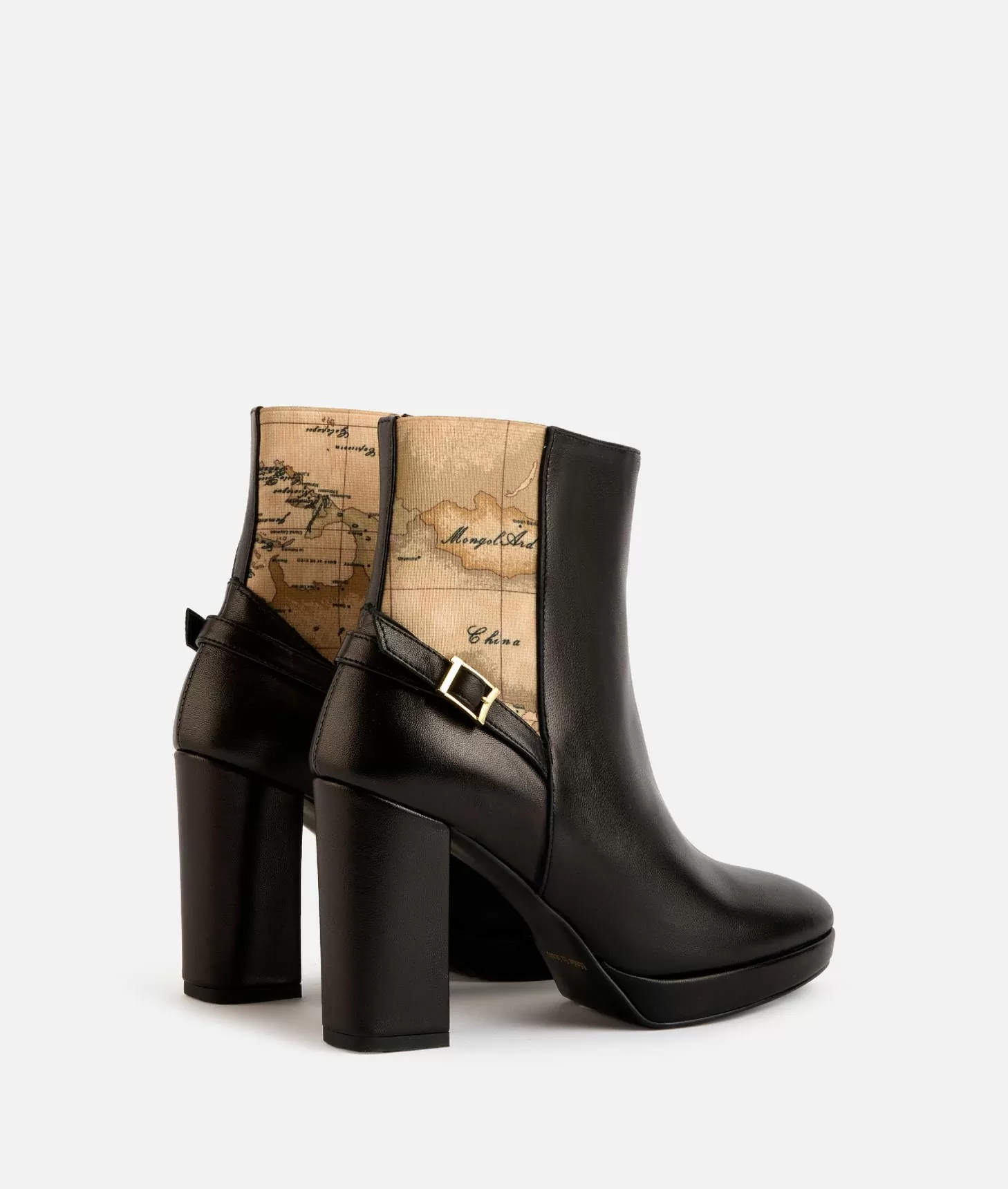 Alviero Martini 1a Classe Tronchetti Alti In Nappa Liscia Con Elastico Geo Classic Neri