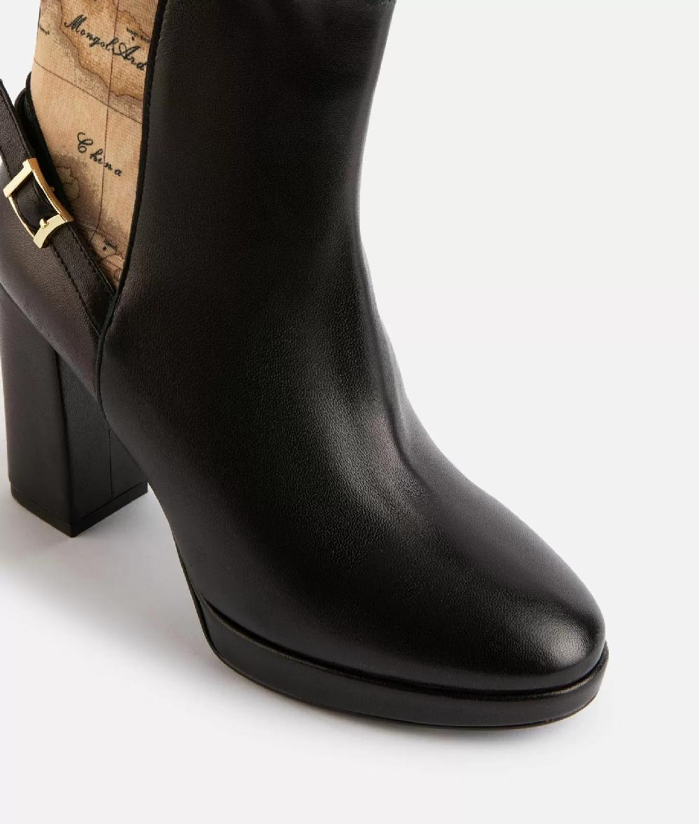 Alviero Martini 1a Classe Tronchetti Alti In Nappa Liscia Con Elastico Geo Classic Neri