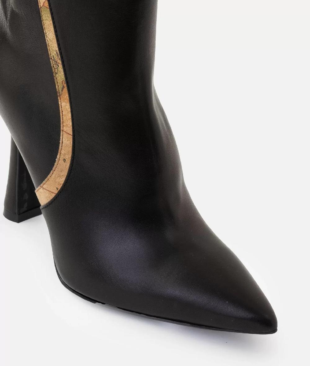 Alviero Martini 1a Classe Tronchetti In Nappa Liscia Con Tacco E Inserti Geo Classic Neri