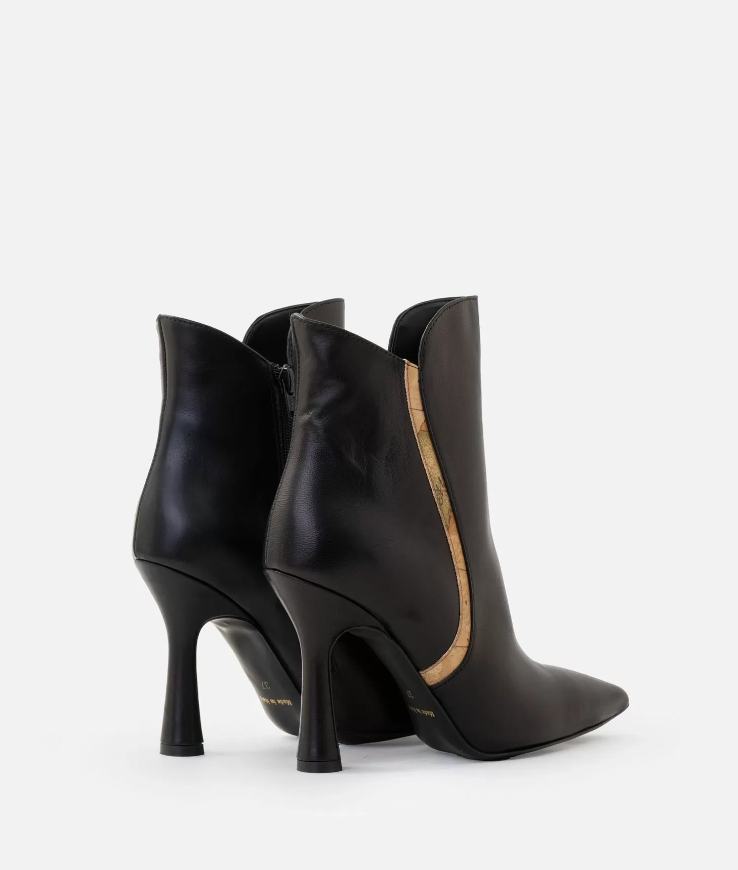 Alviero Martini 1a Classe Tronchetti In Nappa Liscia Con Tacco E Inserti Geo Classic Neri