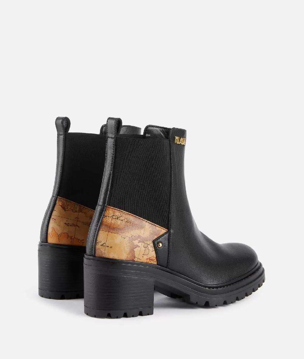 Alviero Martini 1a Classe Tronchetti In Pelle Liscia Con Inserto Geo Classic E Borchietta Neri