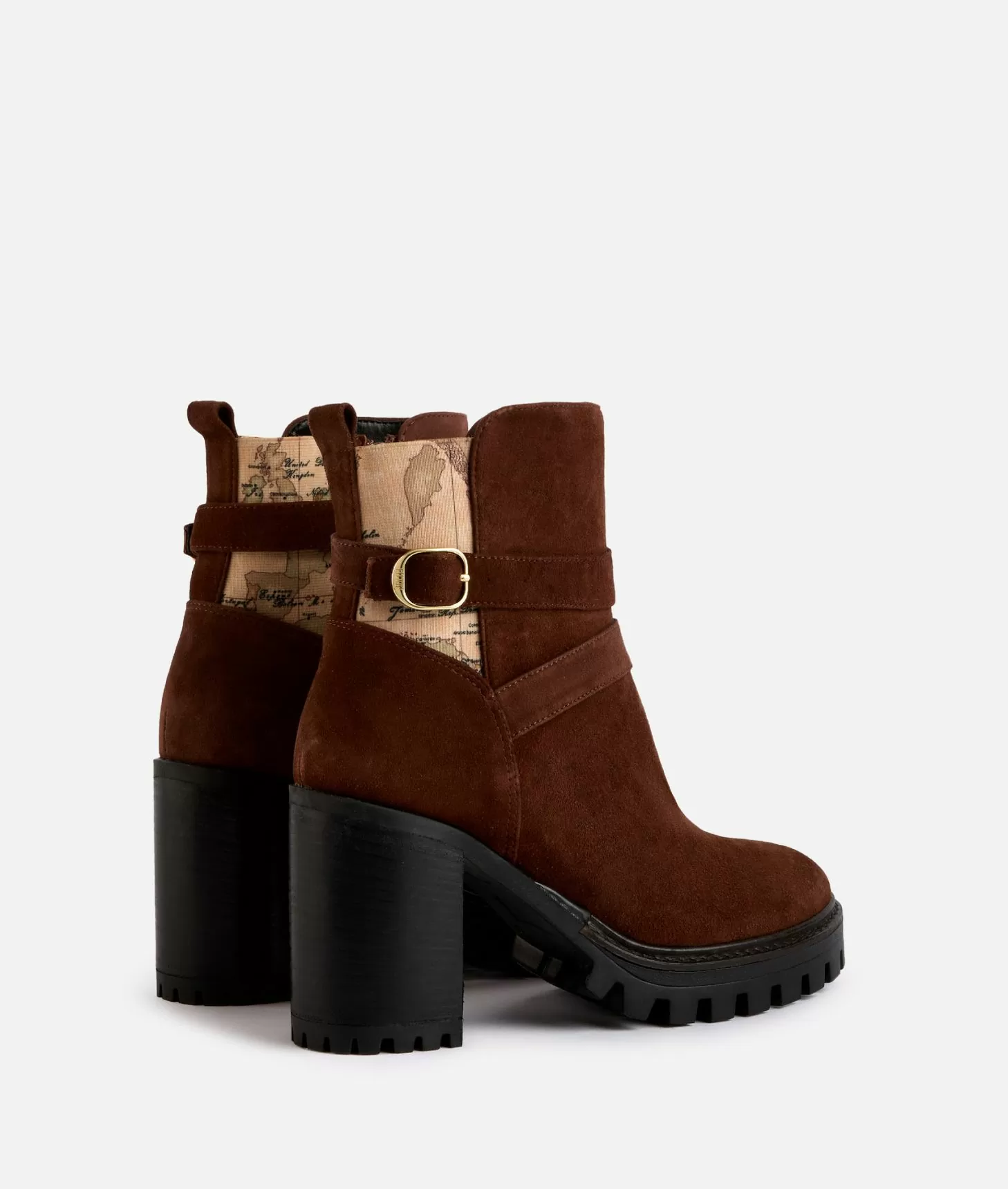 Alviero Martini 1a Classe Tronchetti In Pelle Scamosciata Con Elastici Geo Classic Castagna