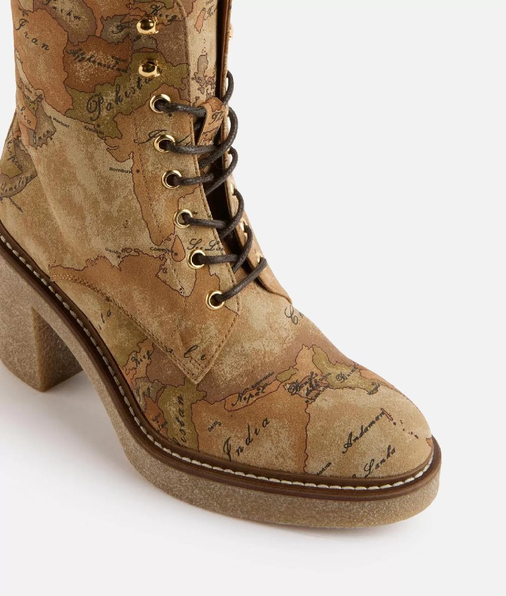 Alviero Martini 1a Classe Tronchetti In Tessuto Nabuk Stampa Geo Classic