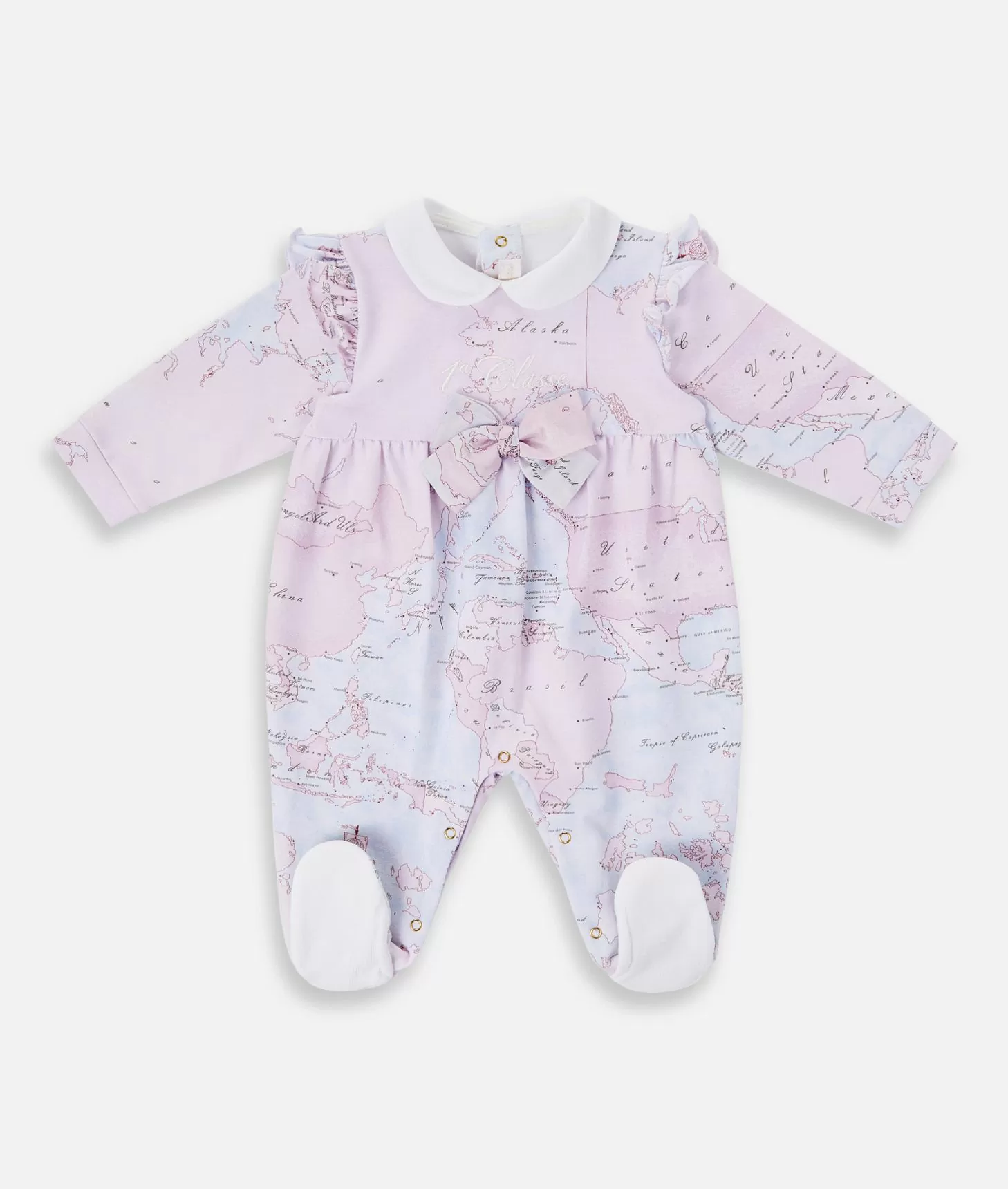 Alviero martini 1a classe Tutina in cotone con fiocco Geo Lady Rosa