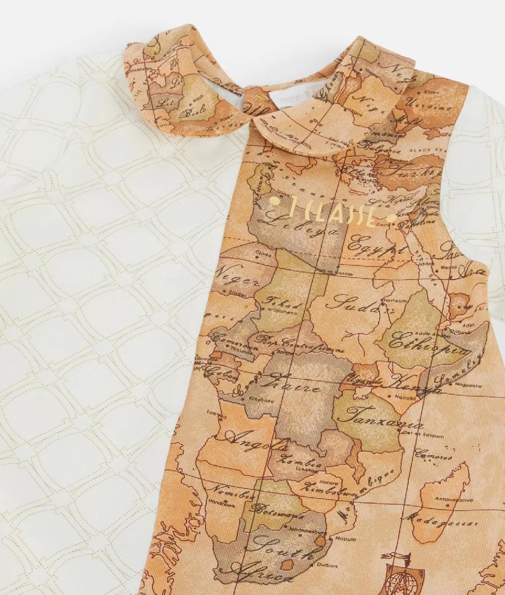 Alviero Martini 1a Classe Tutina In Cotone Con Loghi 1C E Inserto Geo Classic Naturale