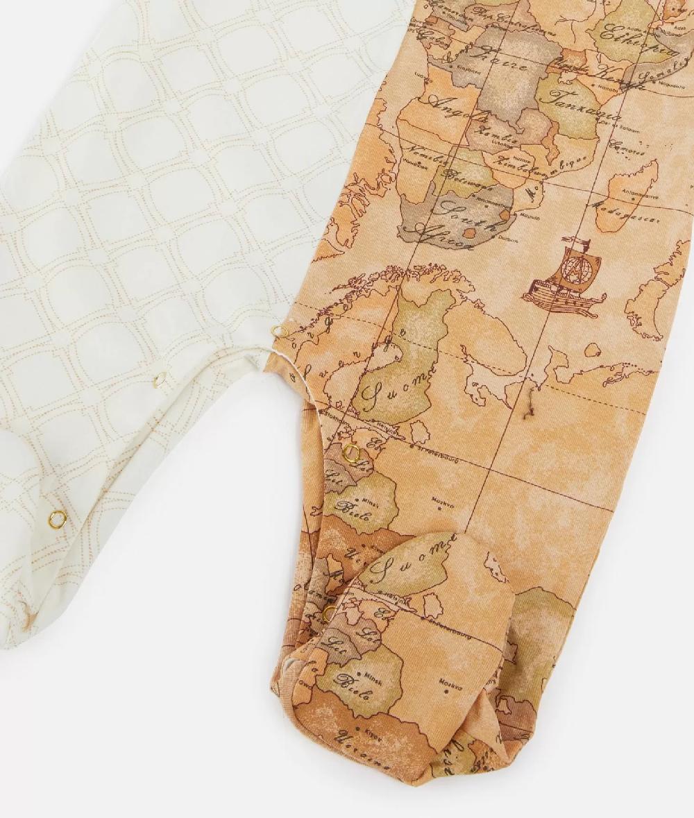 Alviero Martini 1a Classe Tutina In Cotone Con Loghi 1C E Inserto Geo Classic Naturale