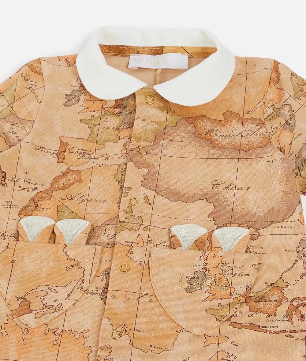 Alviero Martini 1a Classe Tutina In Cotone Coniglietto Con Tasche Geo Classic