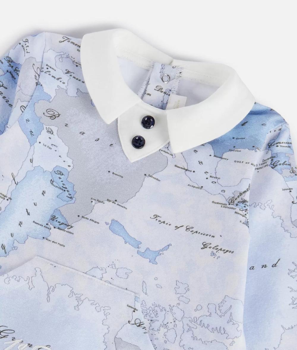 Alviero Martini 1a Classe Tutina In Cotone Geo Lord Azzurra