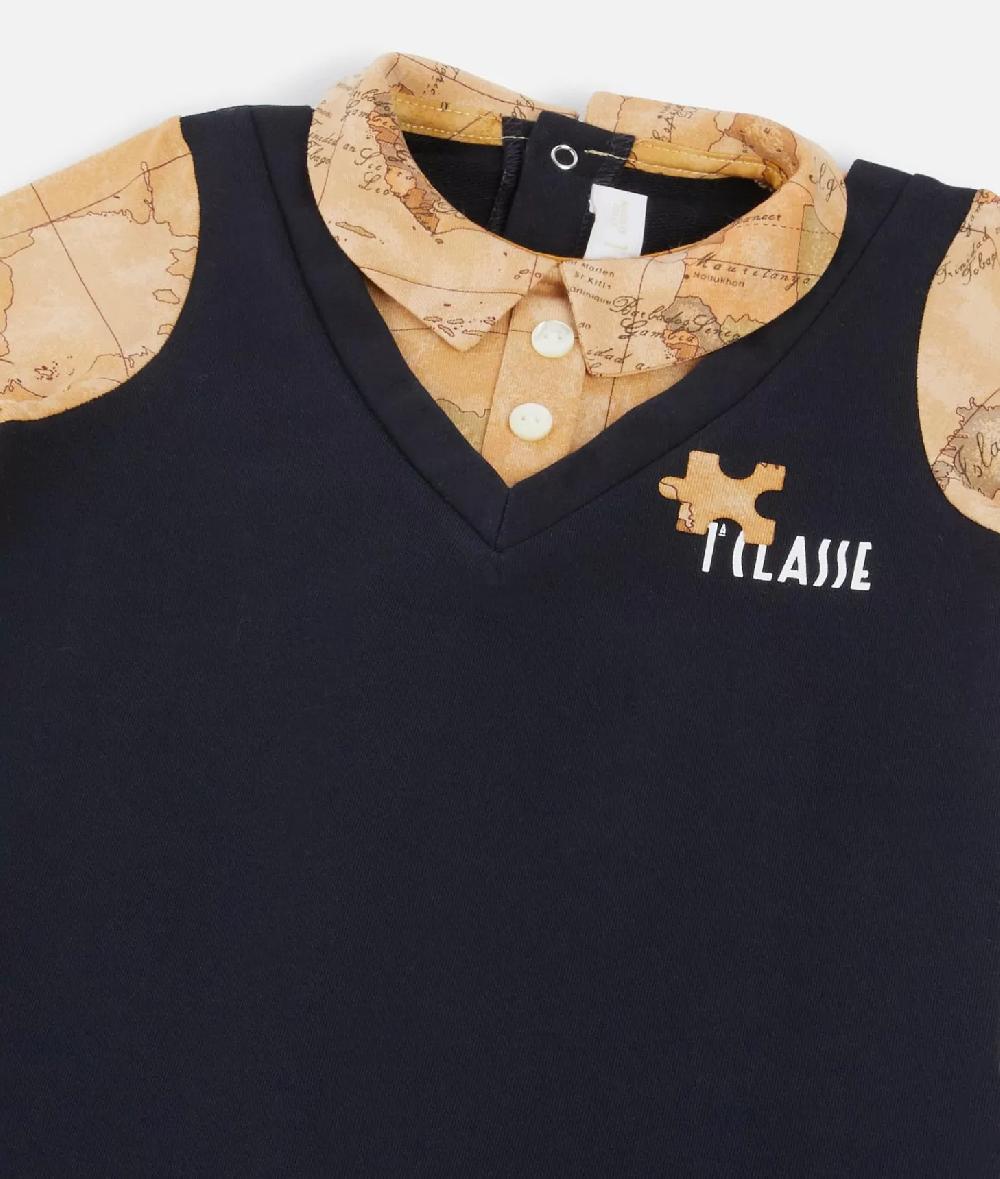 Alviero Martini 1a Classe Tutina In Cotone Geo Puzzle Blu