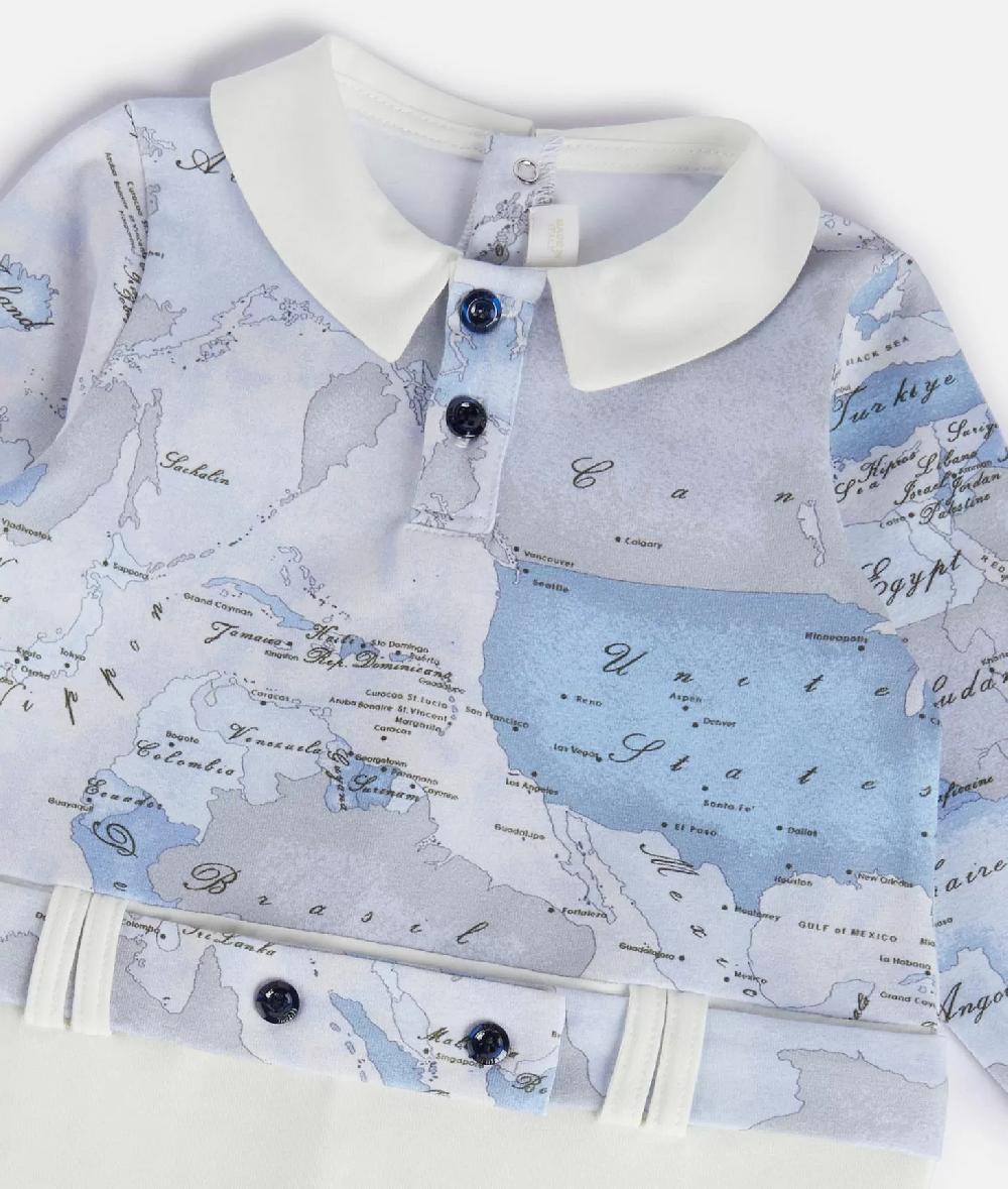 Alviero Martini 1a Classe Tutina In Cotone Senza Piedini Geo Lord Azzurra