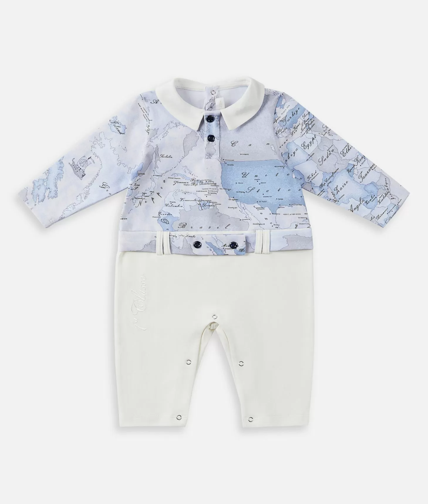 Alviero martini 1a classe Tutina in cotone senza piedini Geo Lord Azzurra