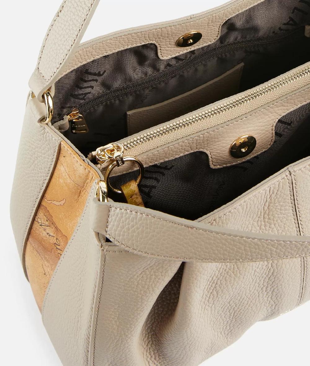 Alviero Martini 1a Classe Universe Leather Borsa A Mano Con Tracolla Taupe Chiaro