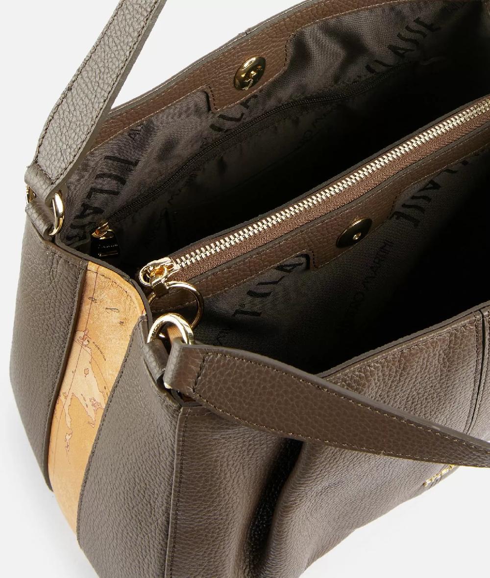 Alviero Martini 1a Classe Universe Leather Borsa A Mano Con Tracolla Taupe Scuro