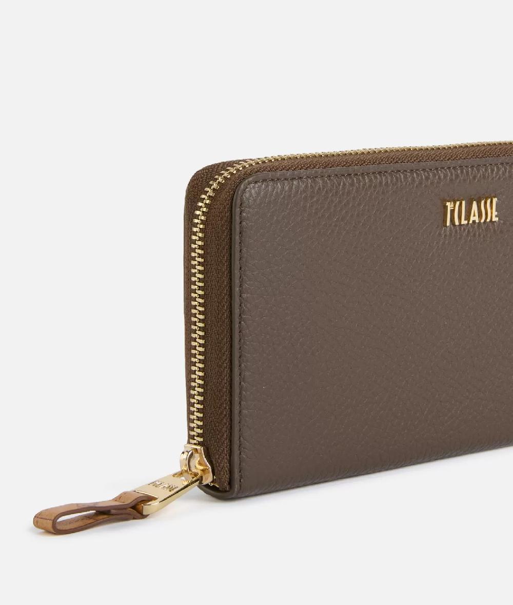 Alviero Martini 1a Classe Universe Leather Portafoglio Zip Around Taupe Scuro